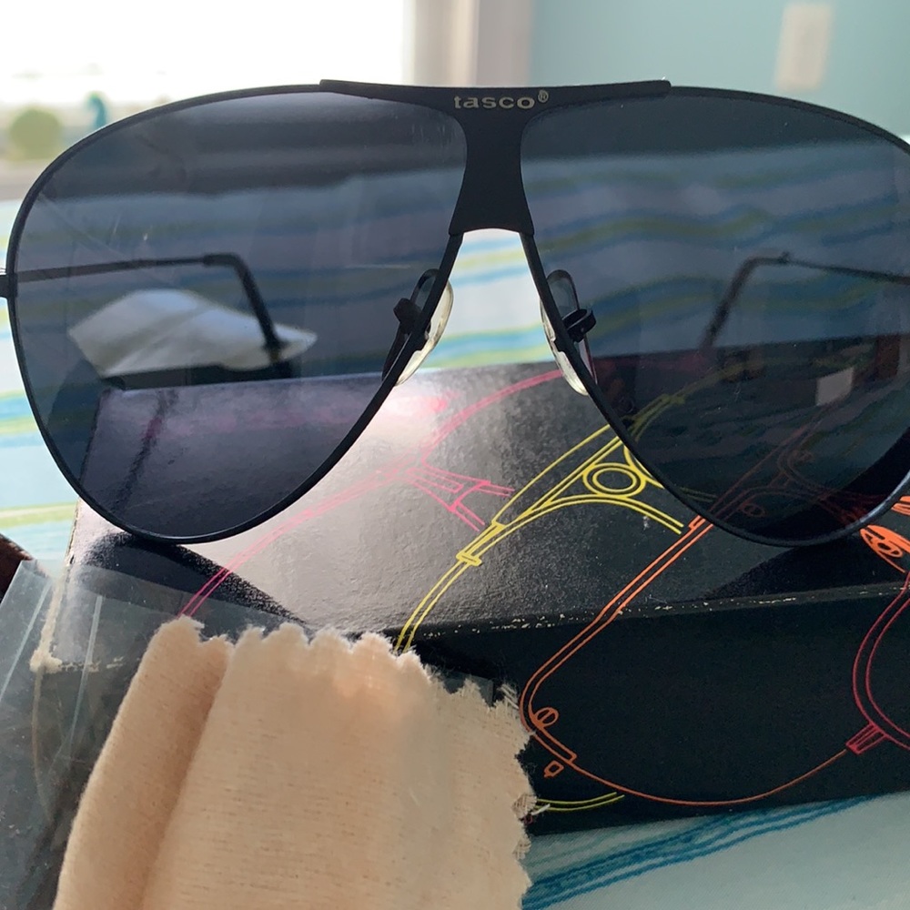 Vintage Tasco Aviator Sportglasses Smoke Tint Case, Original Box, Polish Cloth😎